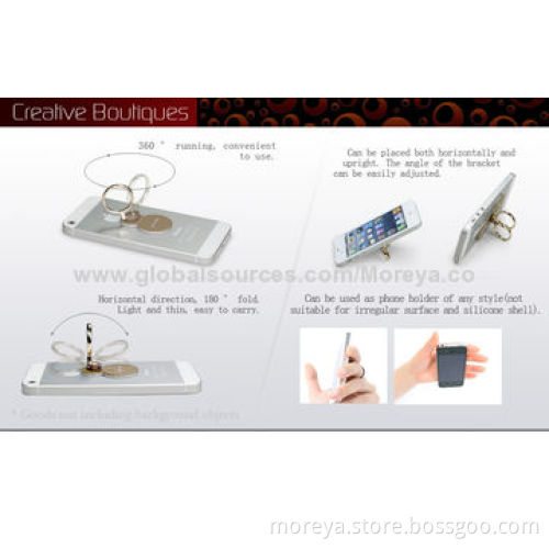 Mobile Phone Accessory Finger Ring Holder, Zinc Alloy Material, with Black/White/Coffee Colors